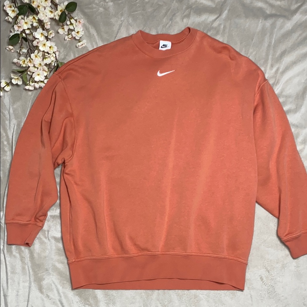 nike women’s orange oversized crewneck sweater